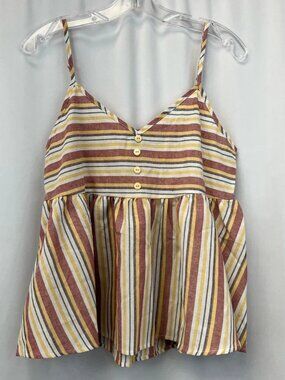 Shein Womens Camisole Cami Tank Top Multicolor Striped Spaghetti Strap V Neck S